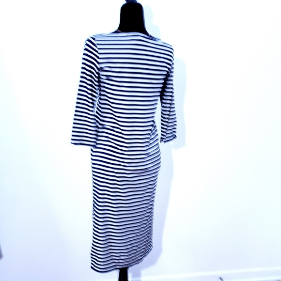 Boatneck Striped Navy & White Dress Fleur Bleue - Picture 2 of 5
